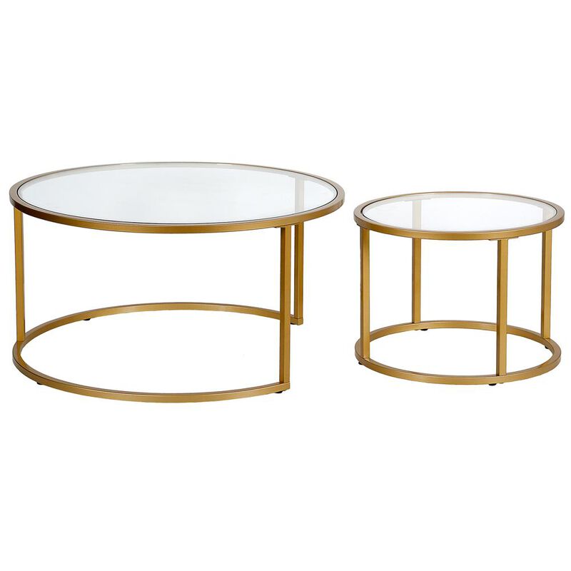 Hudson&Canal Watson Round Nested Coffee Table in Brass
