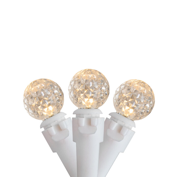 50 Count Warm White LED G12 Berry Mini Christmas Lights  15.9 ft White Wire