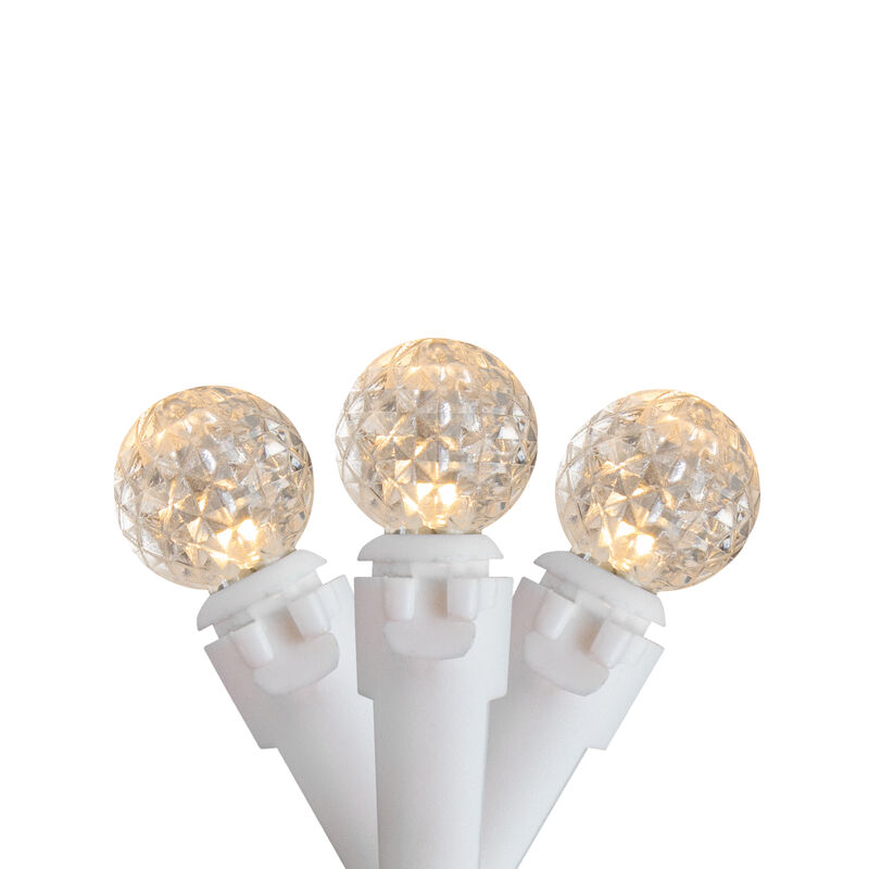 50 Count Warm White LED G12 Berry Mini Christmas Lights  15.9 ft White Wire