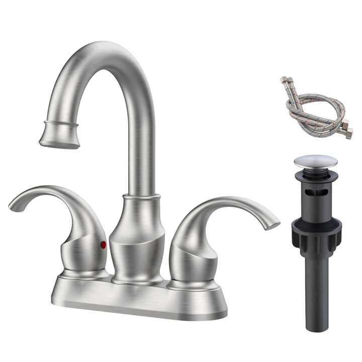 Crescent Moon Style Bathroom Faucet with 360° Swivel Spout and Pop-Up Drain