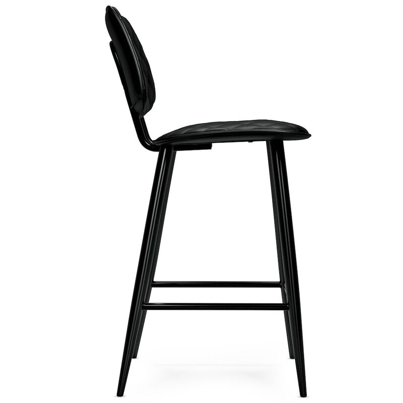 Simpli Home Raya Counter Height Stool (Set Of 2) In Black Vegan Faux Leather