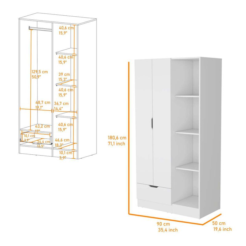 Cimarron 2-Door Armoire With Open Compartment White