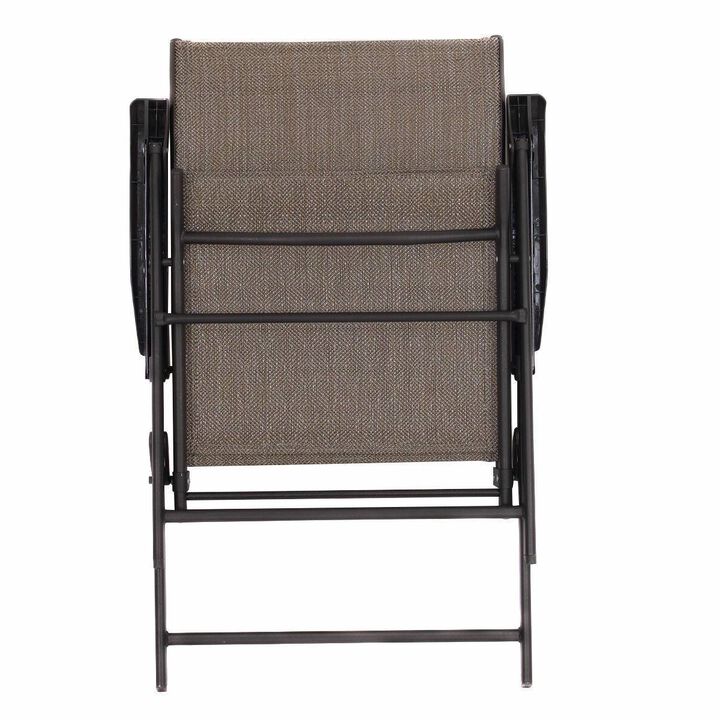 Hivvago Set of 2 Outdoor Folding Patio Chairs in Brown with Metal Frame