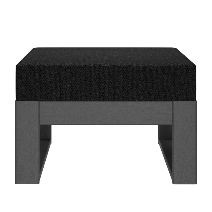 WestinTrends Outdoor HDPE Patio Ottoman with Waterproof Olefin Cushions