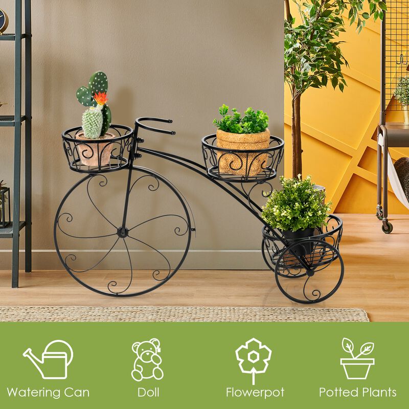 Tricycle Plant Stand Flower Pot Cart Holder in Parisian Style