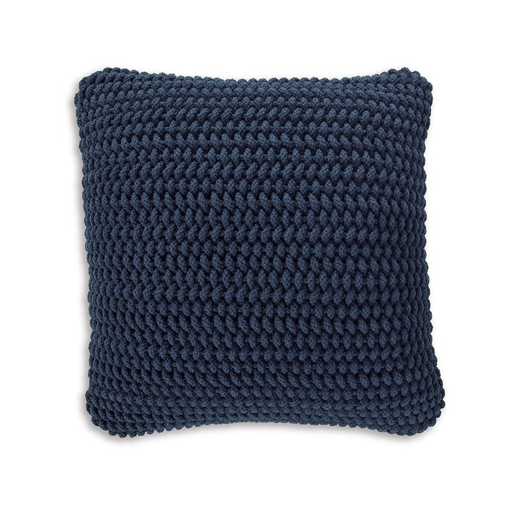 Ako Accent Pillow Set of 4, 20 Inch Square, Handwoven Navy Blue Cotton -