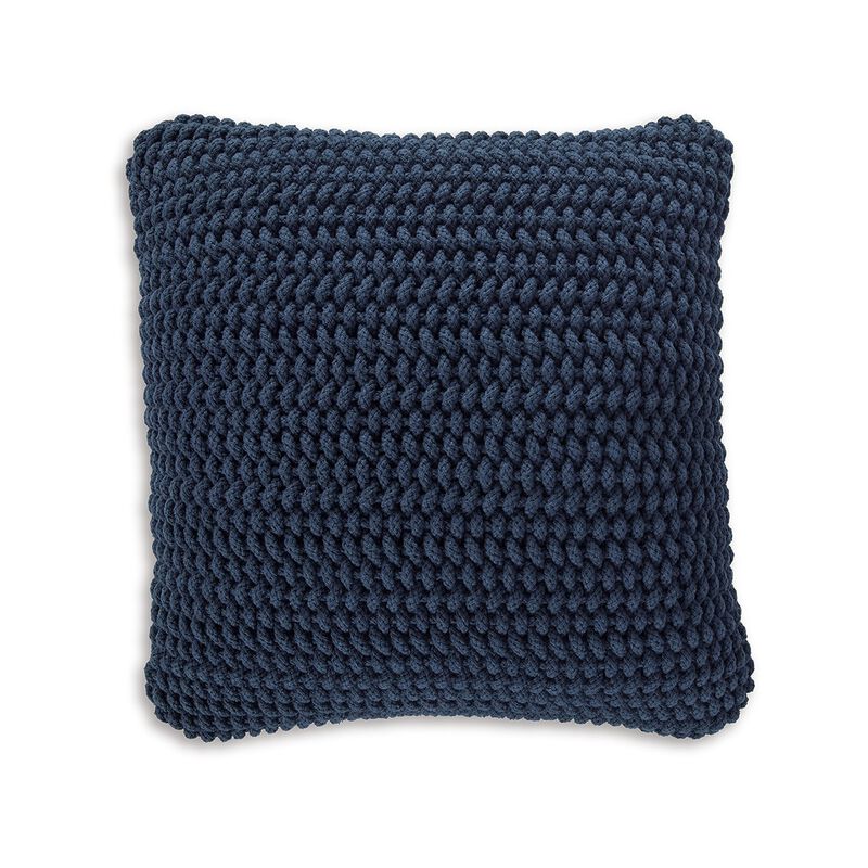 Ako Accent Pillow Set of 4, 20 Inch Square, Handwoven Navy Blue Cotton -