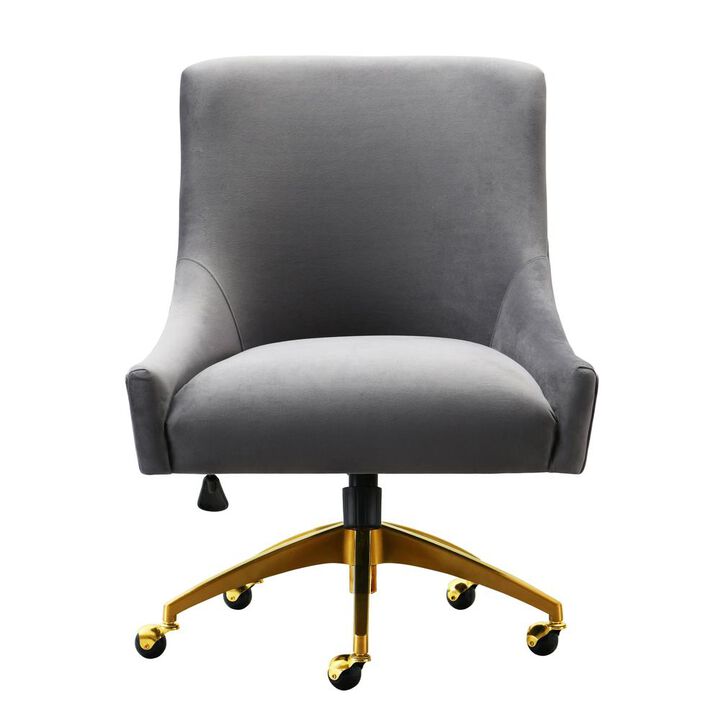 Belen Kox Opulent Grey Velvet Swivel Office Chair, Belen Kox