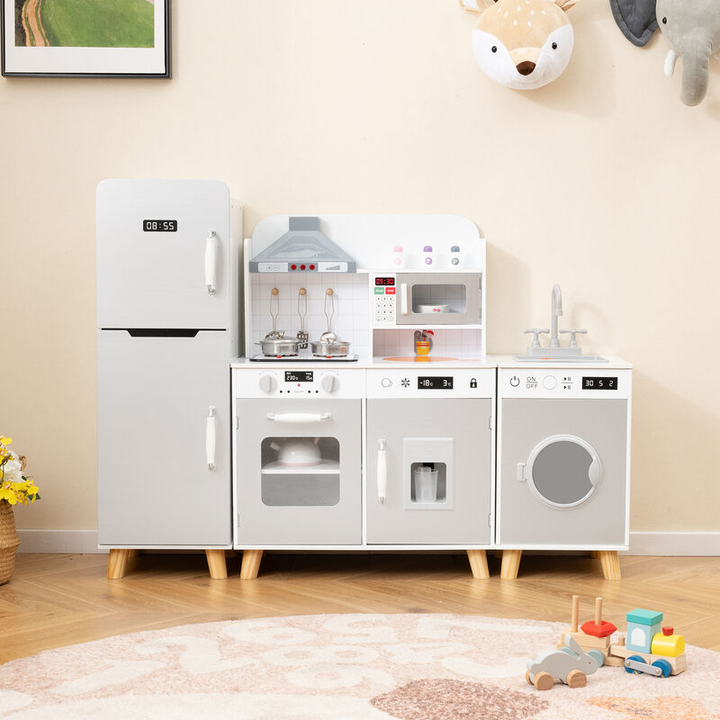 3-in-1 Kitchen Playset with Refrigerator and Washing Machine Fun Pretend Play Toy for Kids