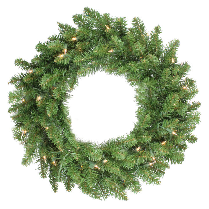 24 Pre-Lit Eastern Pine Artificial Christmas Wreath - Clear Lights