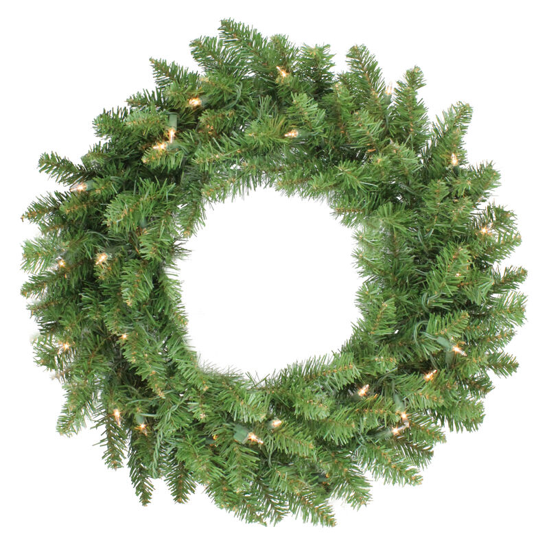 24 Pre-Lit Eastern Pine Artificial Christmas Wreath - Clear Lights