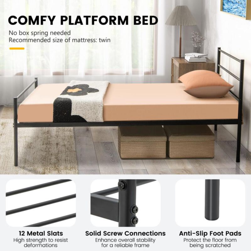 Hivvago Metal Bed Frame Platform with Headboard