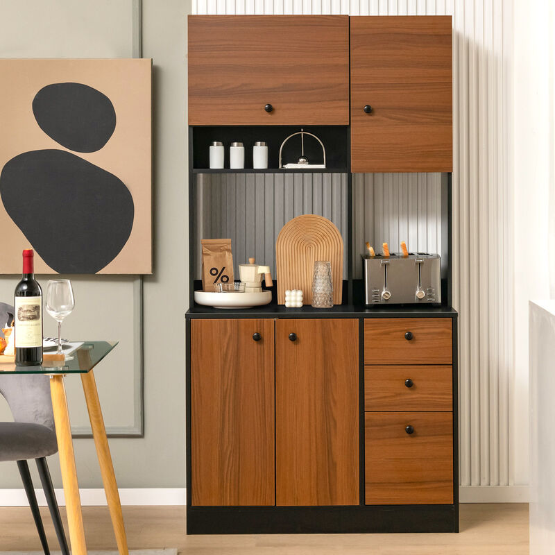 71-Inch Kitchen Pantry Cabinet with 3 Storage Shelves and 3 Spacious Drawers