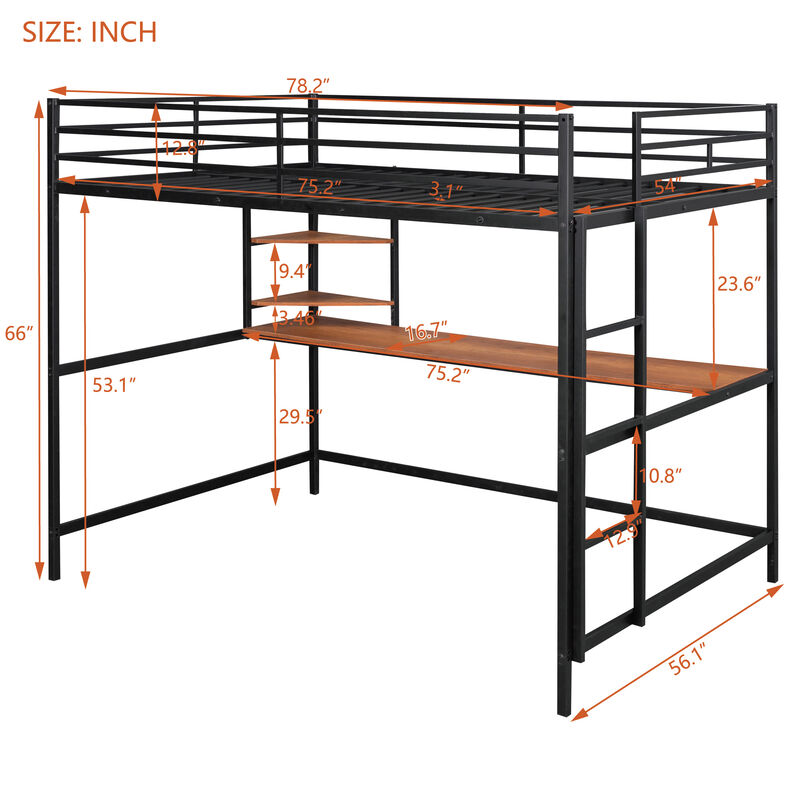 Merax Metal Loft Bed with Desk for Kids Teens Adults