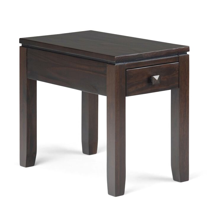 Simpli Home Cosmopolitan Solid Wood Narrow Side Table In Mahogany Brown