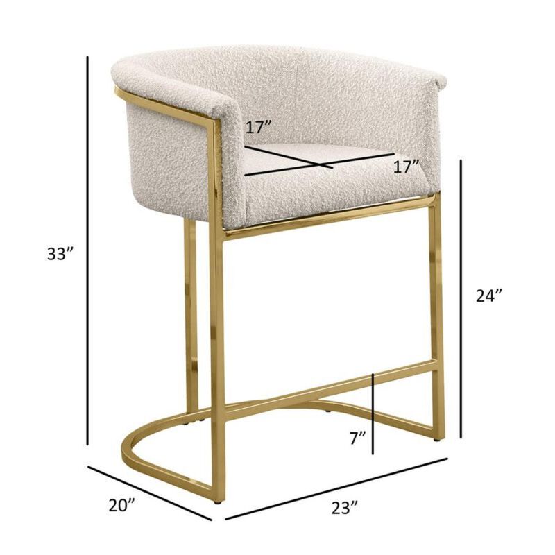Best Quality teddy Boucle in cream counter height chair - Set of 2
