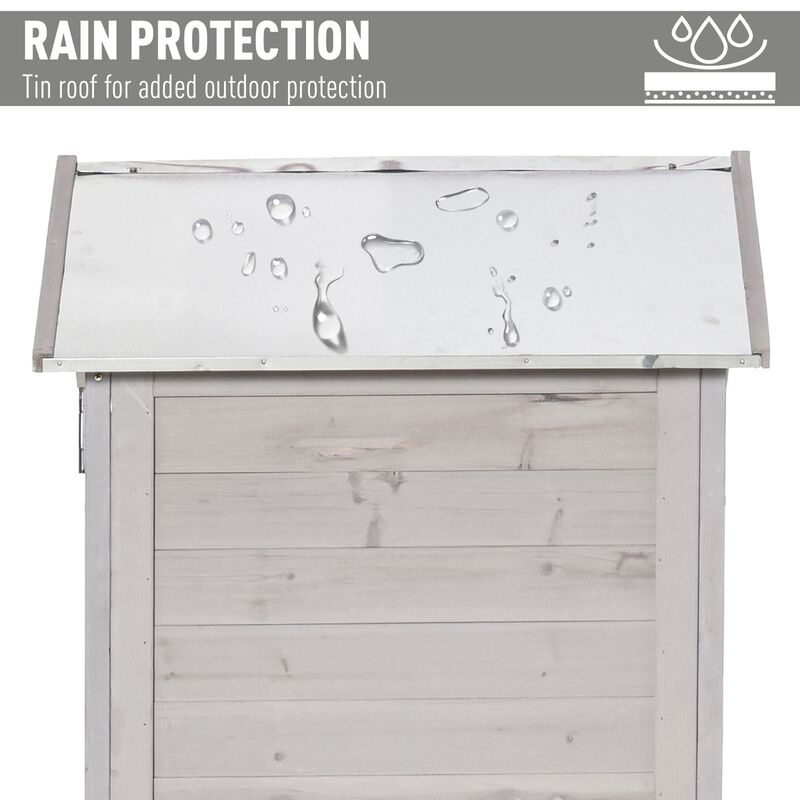 Light Gray Outdoor Storage: 4-Tier Wooden Garden Cabinet with Shelves