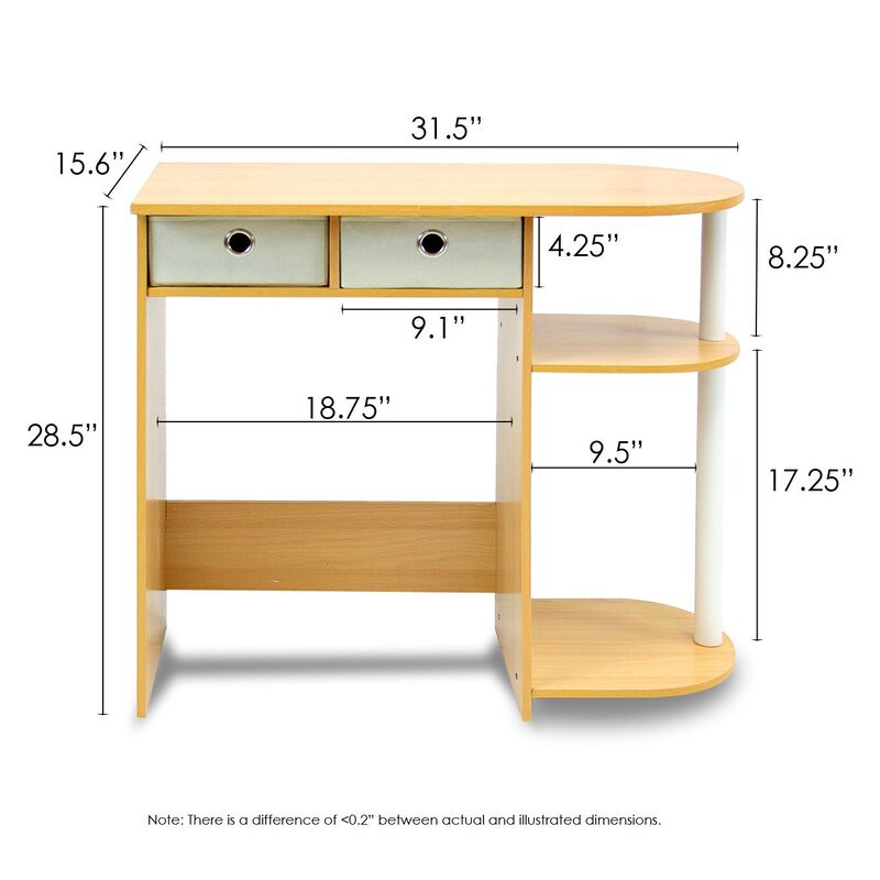 Hivvago Home Office Laptop Computer Desk Table in Beech Ivory