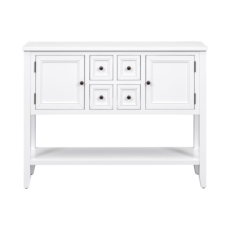 46" Console Table Buffet Sideboard Storage Drawers Cabinets Sofa Tables, White