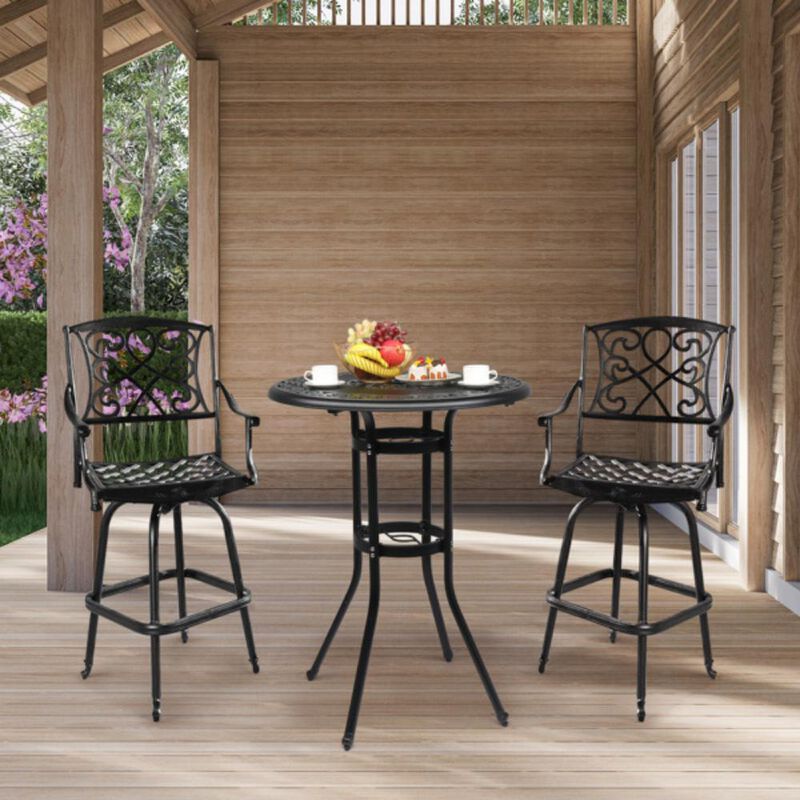 Outdoor Patio Round Bar Table Weather-Resistant High Bistro Table for Garden & Deck