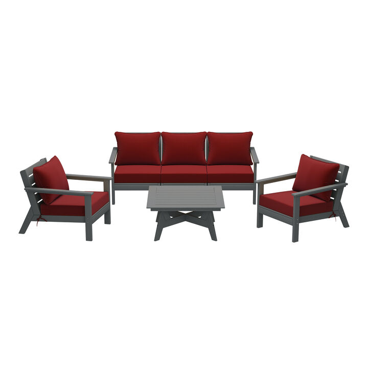WestinTrends Outdoor 6-Piece Modular Sectional Patio Furniture Sofa Set