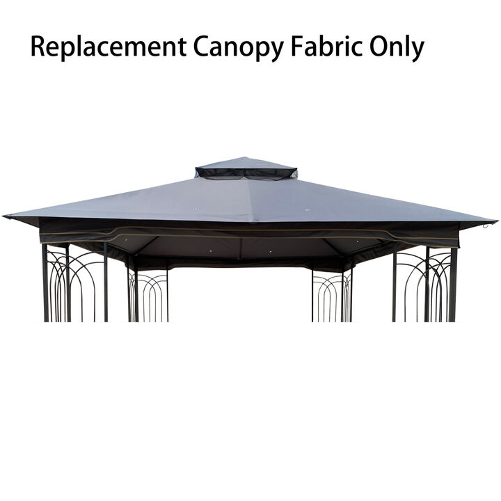 10x10 FT Patio Double Roof Gazebo Replacement Canopy Top Fabric