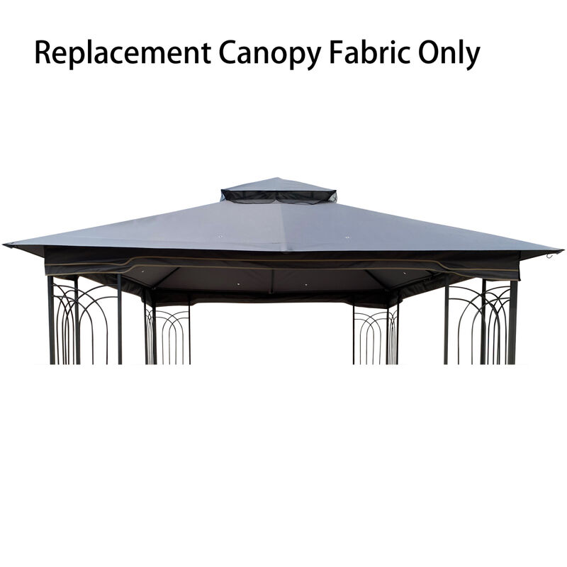 10x10 FT Patio Double Roof Gazebo Replacement Canopy Top Fabric