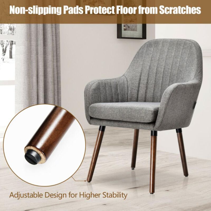 Hivvago Set of 2 Fabric Upholstered Accent Chairs with Wooden Legs