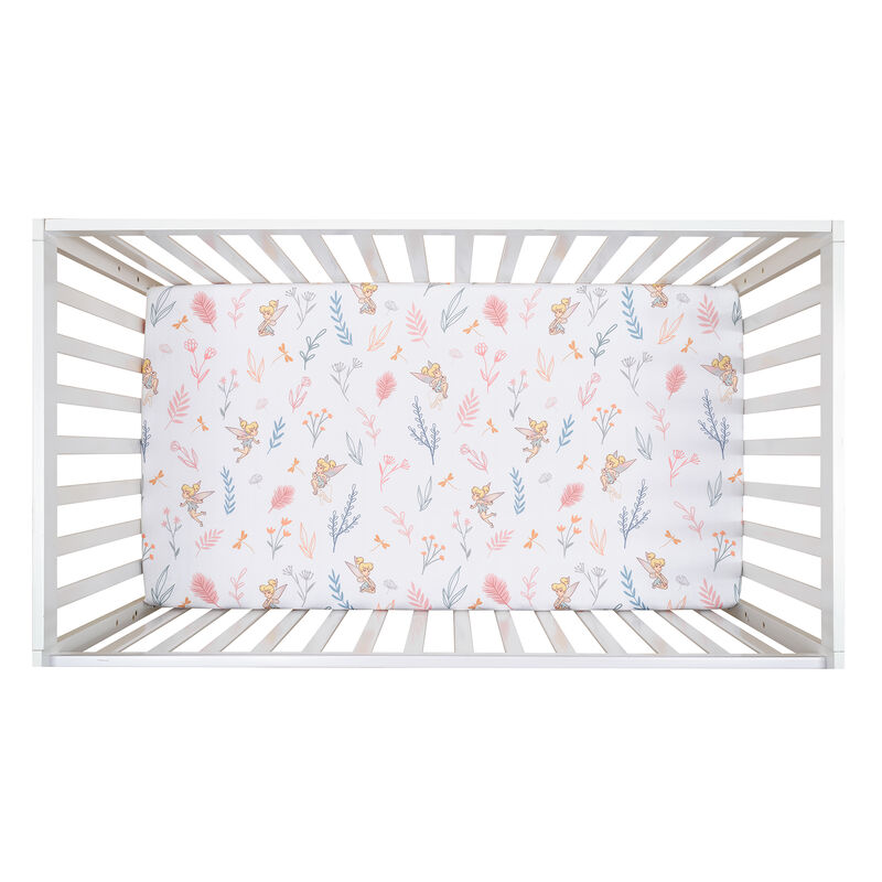 Bedtime Originals Tinker Bell Fitted Crib Sheet - Pink, White, Green, Disney