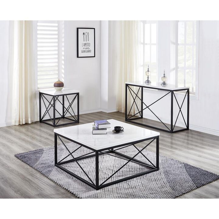 Skyler White Marble Top Rectangle Sofa Table