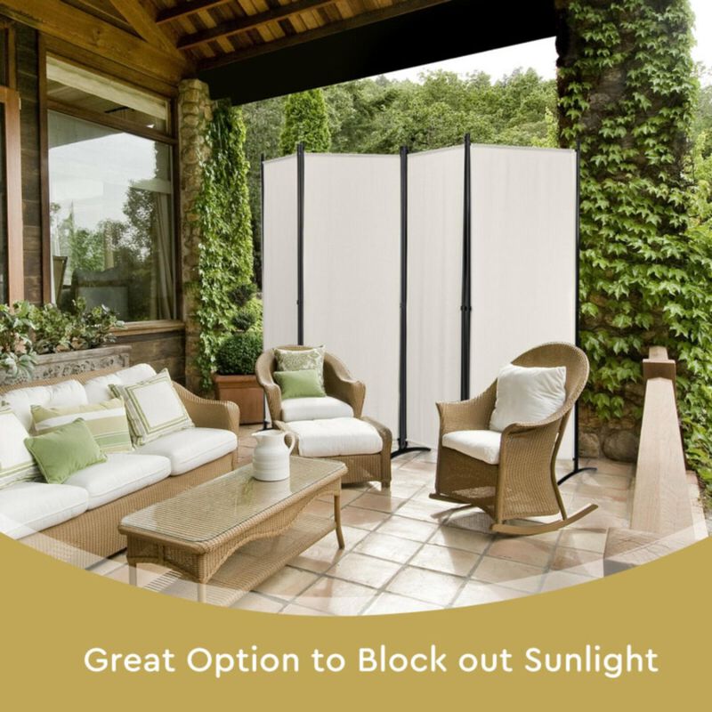 Hivvago 4-Panel  Room Divider with Steel Frame