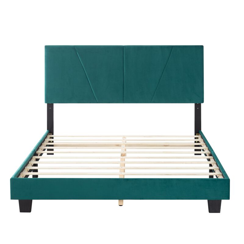 Wood Frame Queen Upholstered Platform Bed