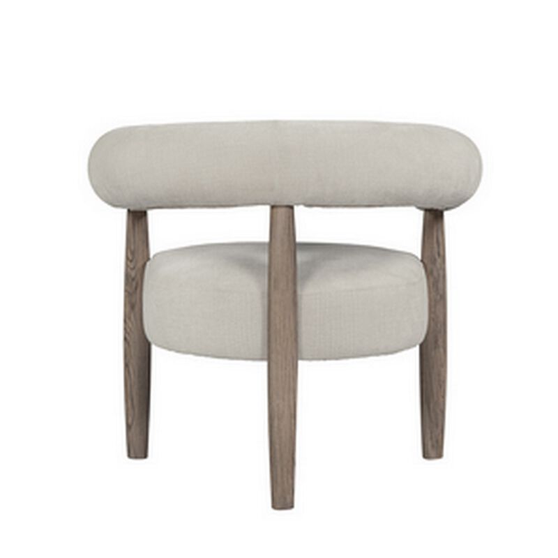 Zob 33 Inch Armchair, Wishbone Curved Cushioned Frame, Cream Beige, Taupe - Benzara