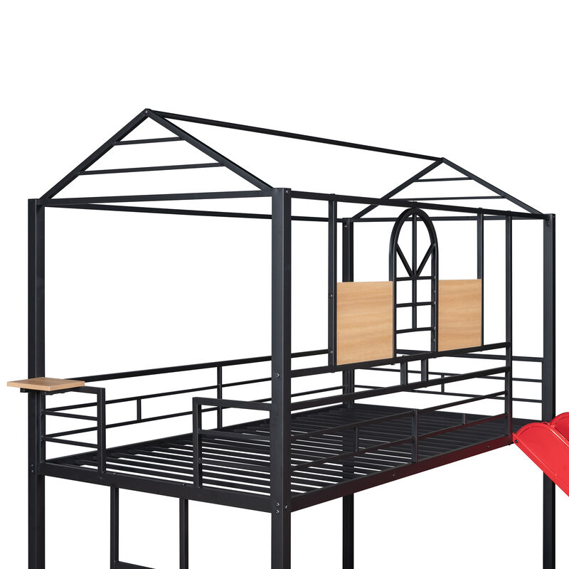 Merax Metal Bunk Bed House Bed With Slide