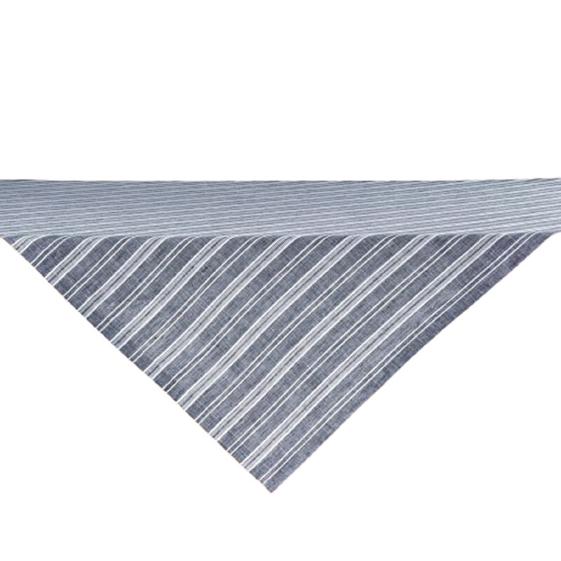 Solino Home 100% Pure Linen Table Throw 52 x 52 Inch | Chelsea Stripe for Thanksgiving, Christmas