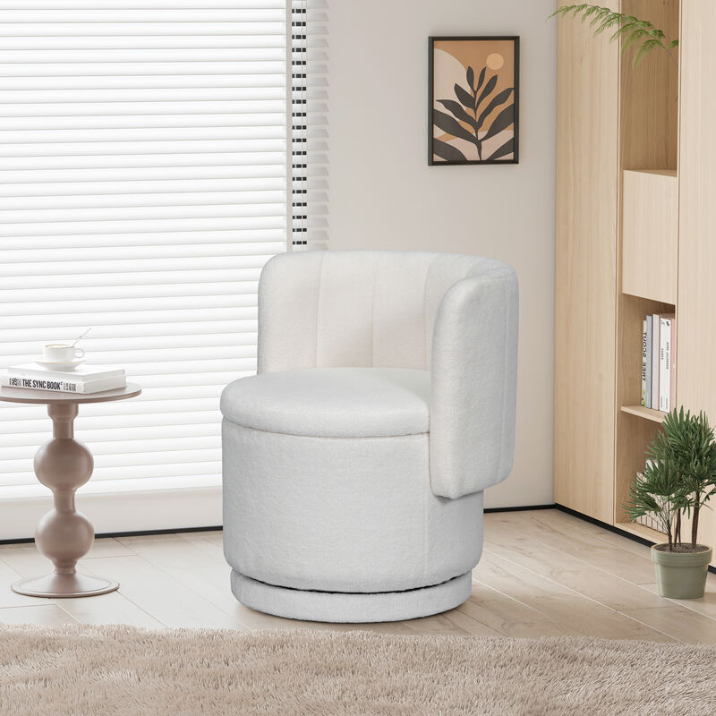 Merax Swivel Boucle Sofa Chair with Storage for Bedroom and Living Room
