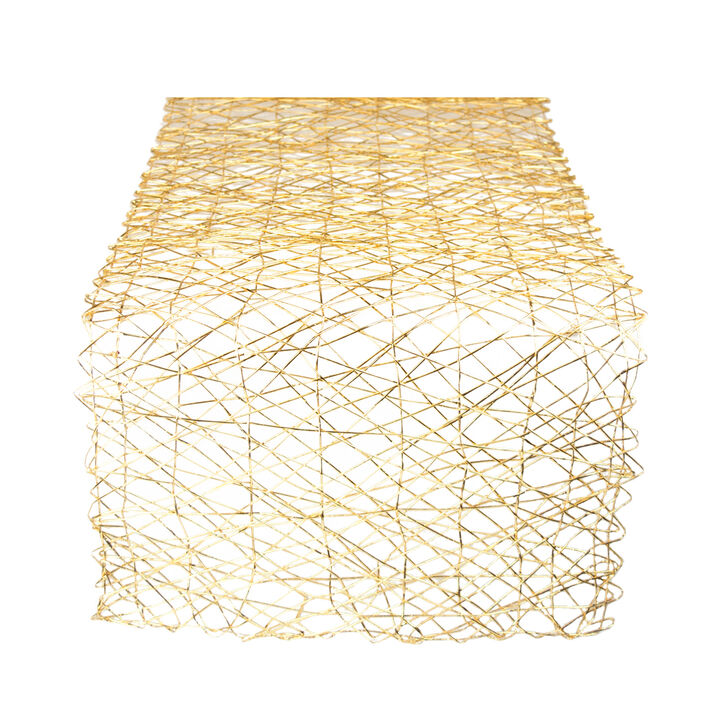 14" x 72" Metallic Gold Colored Woven Paper Table Runner