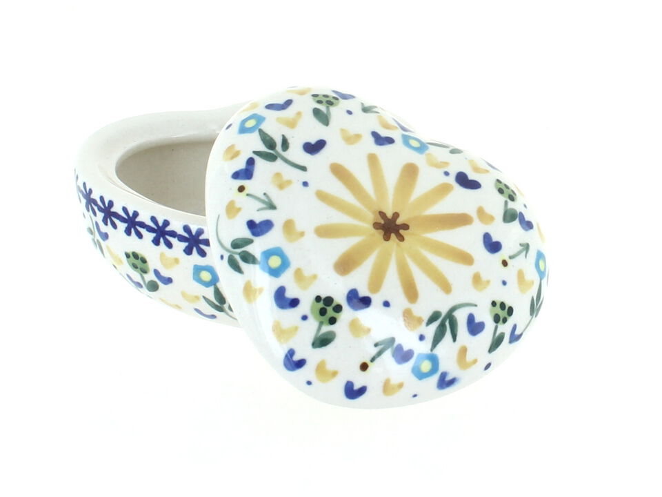 Blue Rose Polish Pottery Berry Heart Box