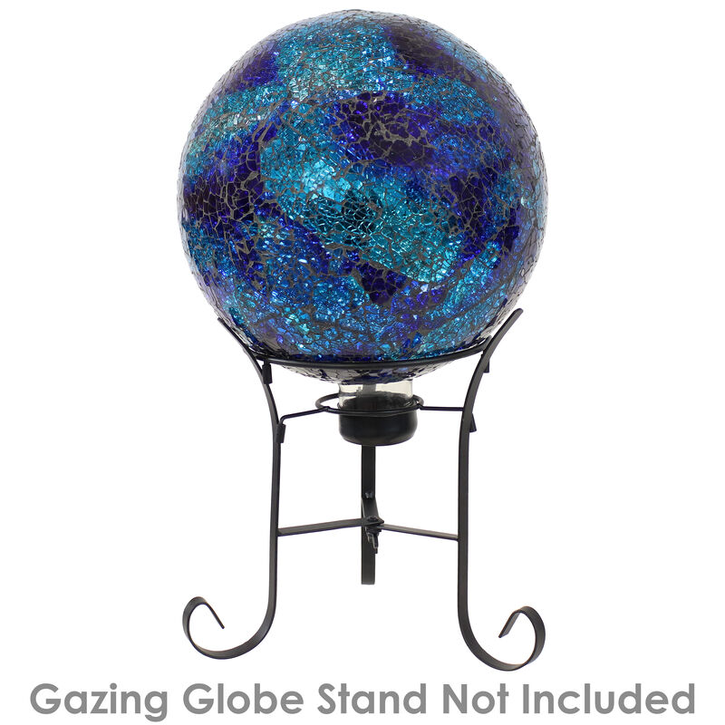Sunnydaze Deep Ocean Swirl Crackled Glass Gazing Globe - 10 in
