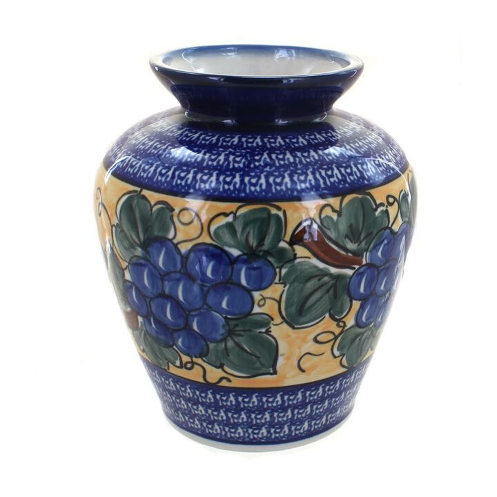Blue Rose Polish Pottery Porcelain Vine Medium Vase