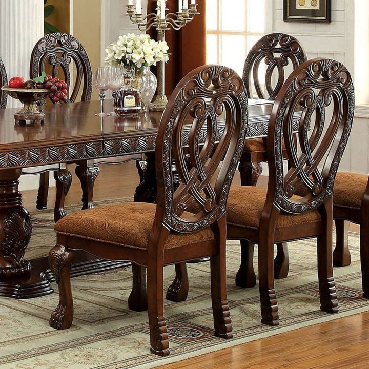 Cherry Wood Dining Chairs Set, 2 Side Chairs