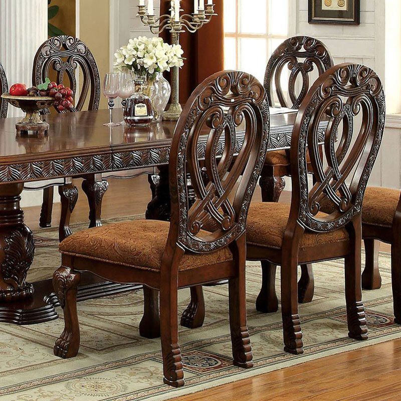 Cherry Wood Dining Chairs Set, 2 Side Chairs