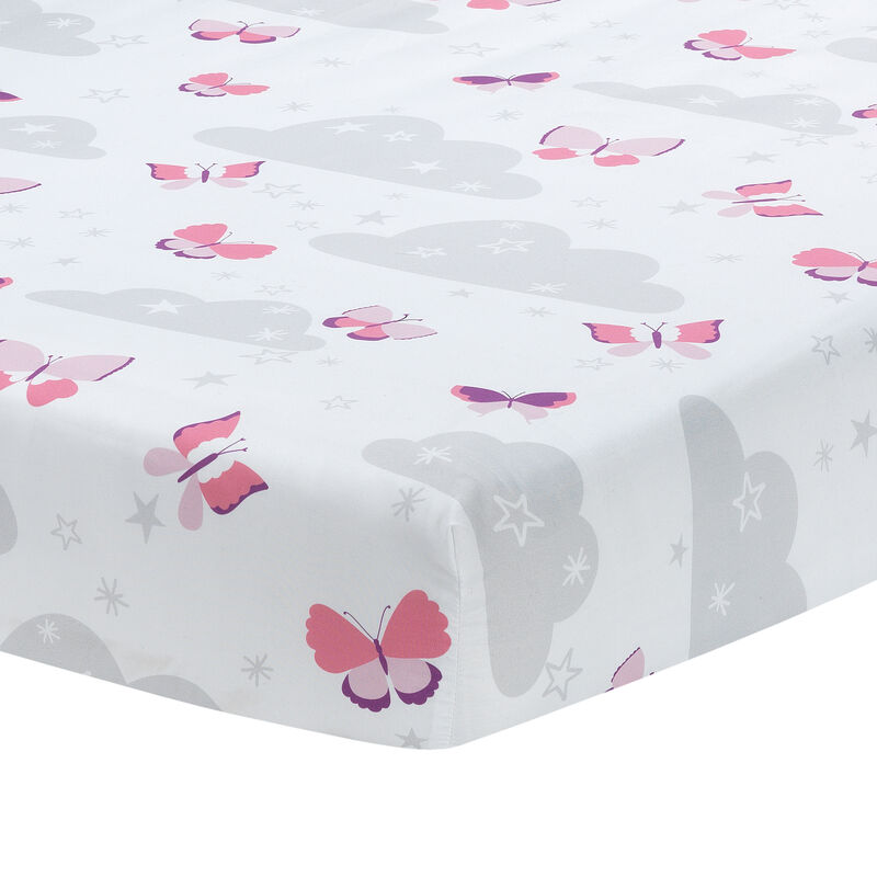Bedtime Originals Butterfly Kisses Pink/Purple 3-Piece Baby Crib Bedding Set