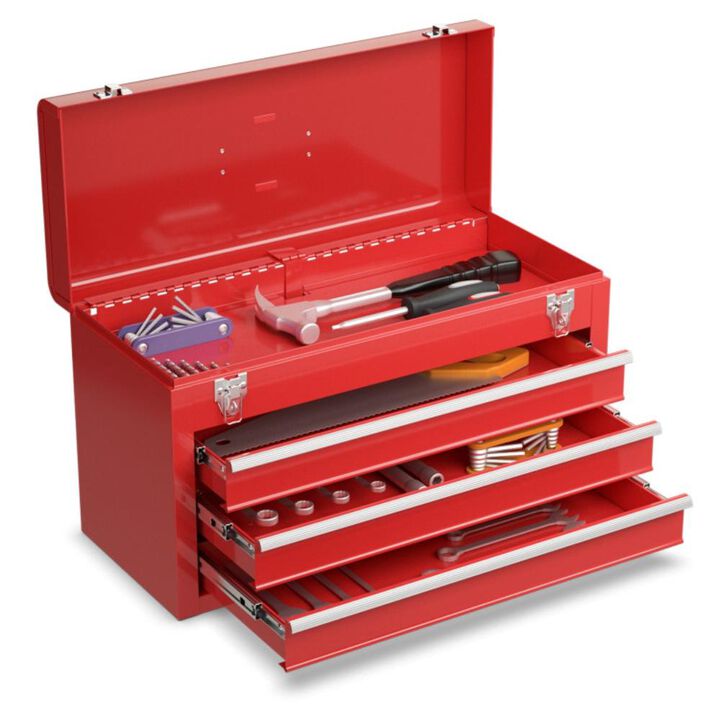 Hivvago Portable Garage Mechanic Tool Cabinet Box with 3 Drawers