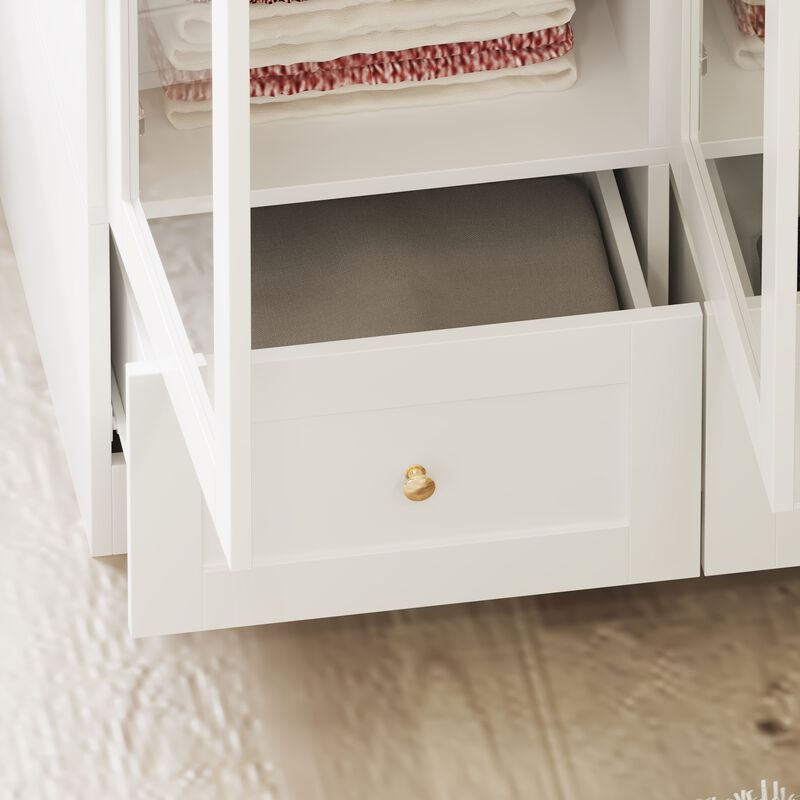 Elegent Wardrobe With Tempered Glass Door And Adjustable Lights