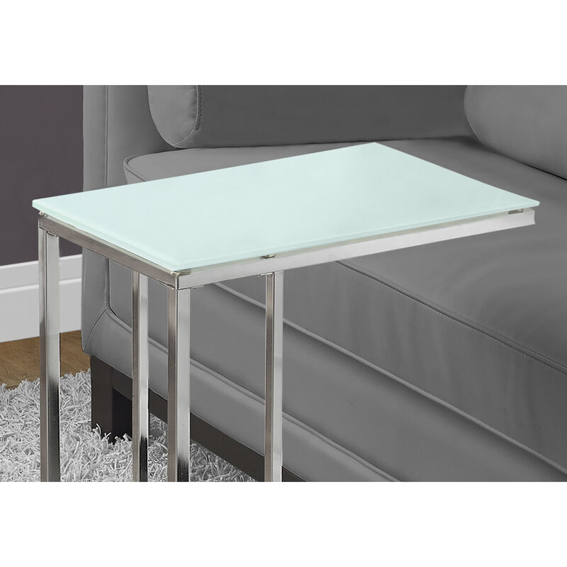 Monarch Specialties I 3000 Accent Table, C-shaped, End, Side, Snack, Living Room, Bedroom, Metal, Tempered Glass, Chrome, Contemporary, Modern
