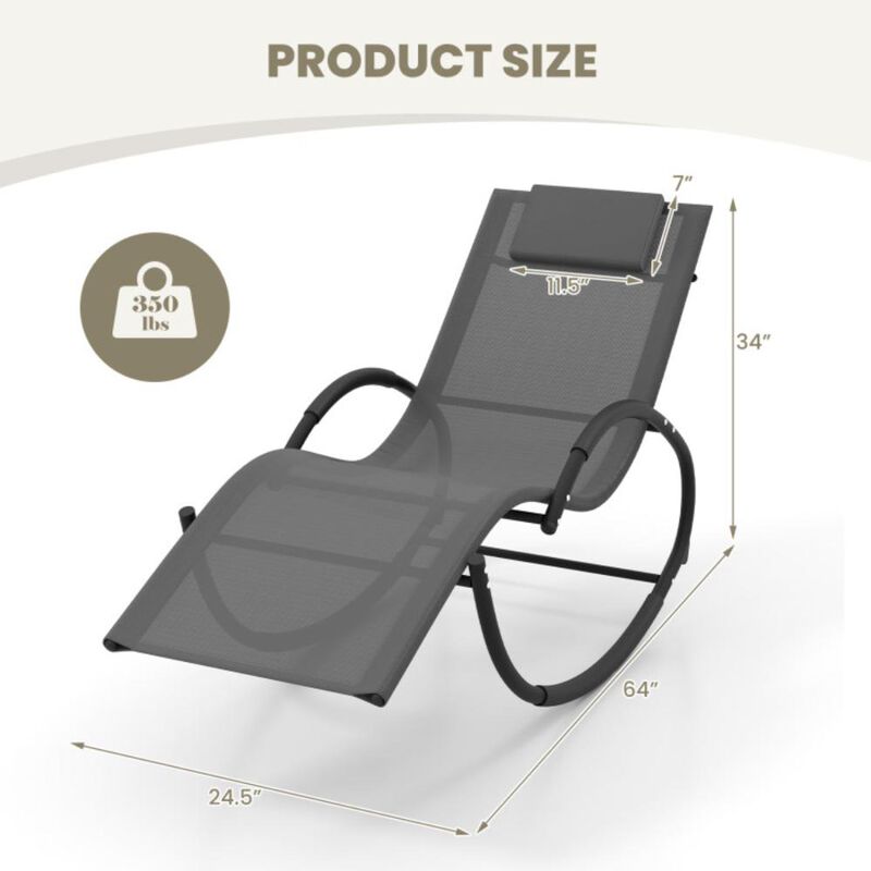 Hivvago Outdoor Rocking Lounge Chair with Removable Headrest
