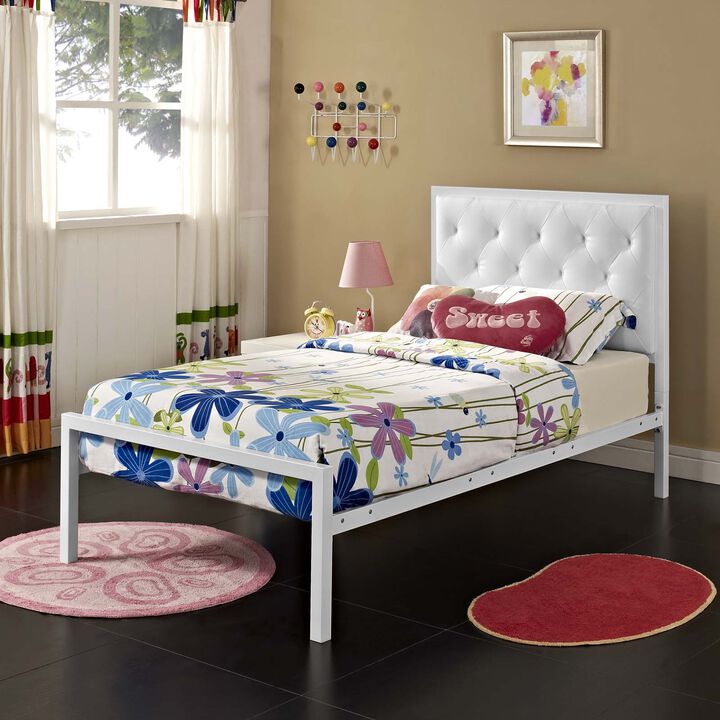 Modway - Mia Twin Vinyl Bed White White