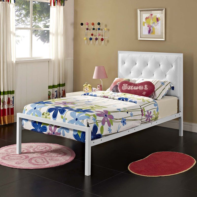 Modway - Mia Twin Vinyl Bed White White