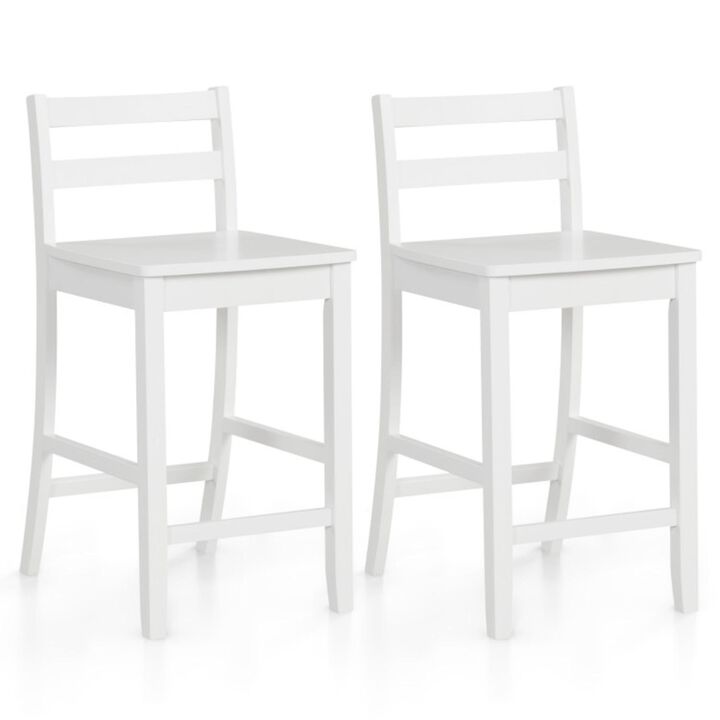 Hivvago Wooden Bar Stools Set of 2 with Ergonomic Backrest and Footrest